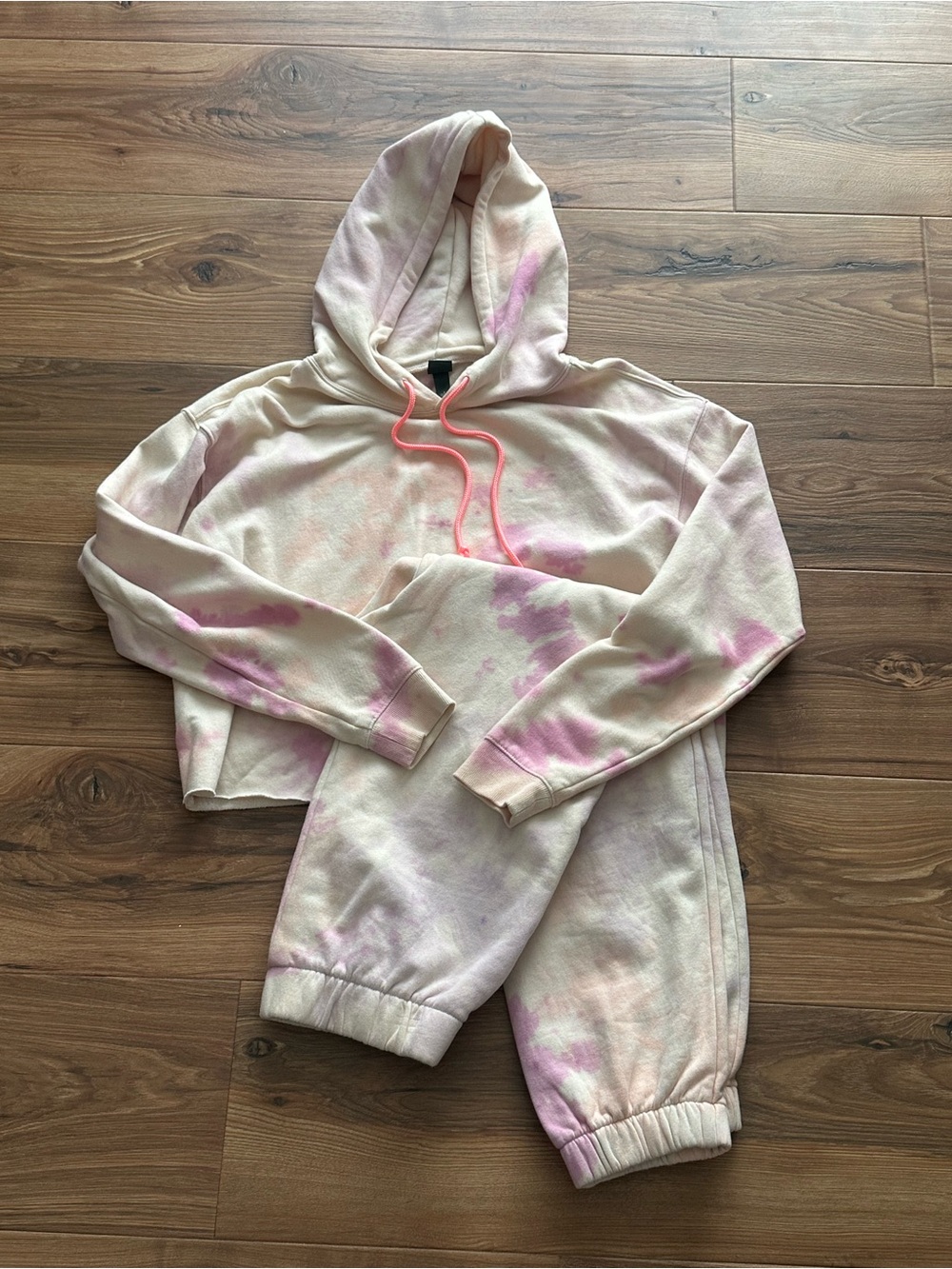 Wild Fable Pink Cream Tie-Dye Hoodie & Jogger Pajama Set